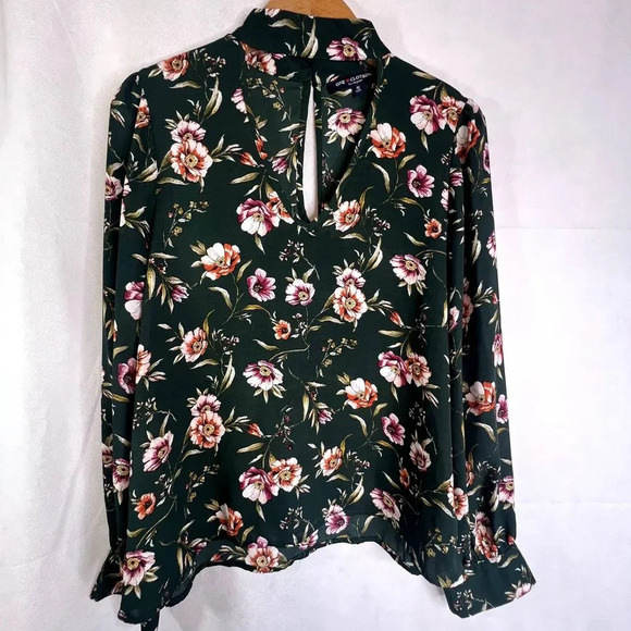 One Clothing Choker Neck Floral Boho Long Sleeve Blouse Size Small - Picture 7 of 7